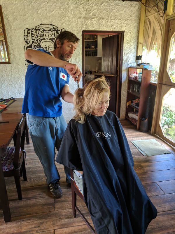 Getting a trim at Pine Mountain Lodge